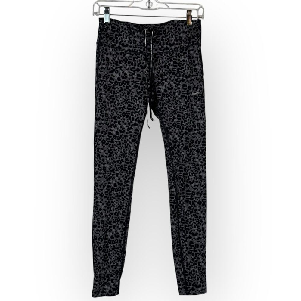 NIKE Epic Run Dri-FIT Performance Tights Black‎ Gray Leopard Print Small
